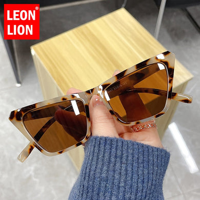 LeonLion 2023 Retro Cat Eye Sunglasses Women Green Yellow Shades Eyewear for Women/Men Gradient Glasses Women Gafas De Sol Mujer