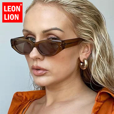 LeonLion 2023 Retro Cat Eye Sunglasses Women Vintage Small Eyewear Women/Men Rivet Sun Glasses Female  Brand Eyewear UV400