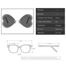 Load image into Gallery viewer, LeonLion Butterfly Rimless Sunglasses Women Retro Trend Love Heart-shaped Sunglasses Personality Metal Punk Glasses Women UV400