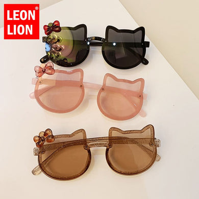 LeonLion Cute Cat Kids Sunglasses 2023 Eyeglasses Boys/Girls Bow Glasses Baby Lovely  Brand Lentes De Sol Mujer UV400