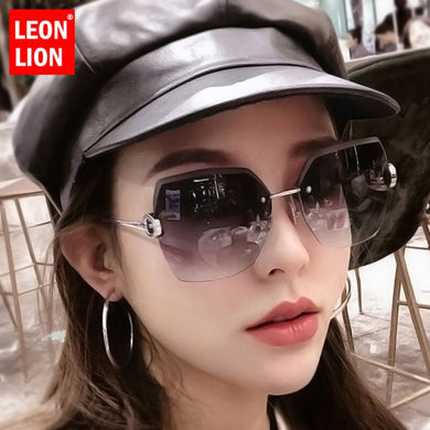 LeonLion Retro Sunglasses Women Rimless Vintage Sunglasses Women Brand Designer Glasses For Women Mirror Oculos De Sol