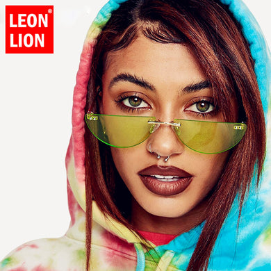 LeonLion  Brand Sunglasses Women Half Frames Rimless Eyeglasses Women/Men Vintage Glasses Women Gafas De Sol Mujer 2023