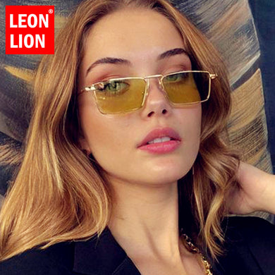LeonLion Metal Vintage Sunglasses Women Small Rectangle Eyeglasses Women/Men Designer Glasses  Lentes De Sol Mujer
