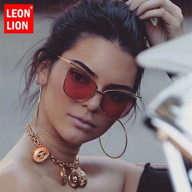 LeonLion  2023 Cateye Sunglasses Women Metal Vintage  Eyeglasses Mirror Retro Oculos De Sol Feminino UV400