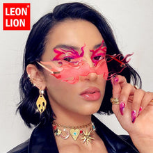 Load image into Gallery viewer, LeonLion Oversized Fire Sunglasses Women Wave Flame Glasses Women/Men Oversized Rimless Eyewear  Punk Gafas De Sol Mujer