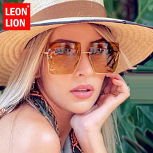 Load image into Gallery viewer, LeonLion Oversized Rimless Sunglasses Women 2023  Square Glasses Women/Men Retro Eyeglasses Women Metal Gafas De Sol Mujer