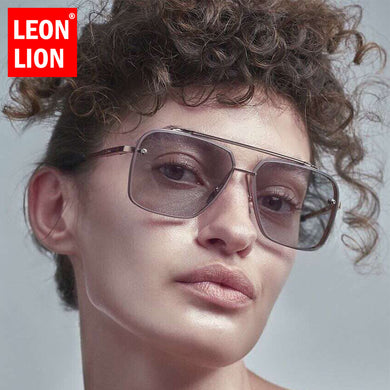 LeonLion Oversized Rimless Sunglasses Women Retro Eyeglasses for Men/Women  Brand Glasses Women Mirror Lentes De Sol Mujer