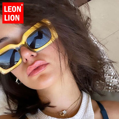 LeonLion Rectangle Retro Women Sunglasses Square Glasses Women/Men Brand Designer Small Eyewear Women Gafas De Sol Hombre UV400