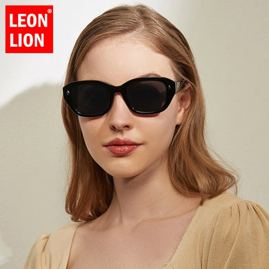 LeonLion Retro Polygon Sunglasses Women Cat Eye Eyewear for Women/Men Decoration Leopard Glasses Women Square Gafas De Sol Mujer