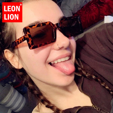 LeonLion Retro Rectangle Sunglasses Women  Glasses for Women/Men Vintage Square Eyeglasses Women Mirror Oculos De Sol