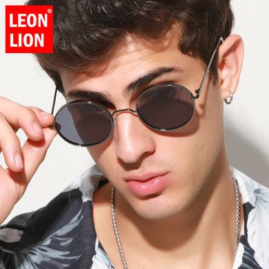 LeonLion Retro Round Sunglasses Men Designer Glasses Men/Women Punk Eyeglasses Shades for Women Mirror Lentes De Sol Mujer 2023