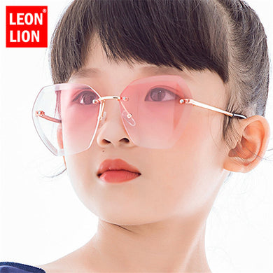 LeonLion Rimless Retro Sunglasses Children  Glasses For Boy/Girl Vintage Sunglasses Children Small Oculos De Sol Feminino