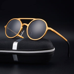 LeonLion Round Aluminum Magnesium Polarized Sunglasses Men Brand Design UV400 Classic Retro Metal Sun Glasses Outdoor Glasses