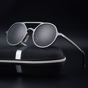 LeonLion Round Aluminum Magnesium Polarized Sunglasses Men Brand Design UV400 Classic Retro Metal Sun Glasses Outdoor Glasses