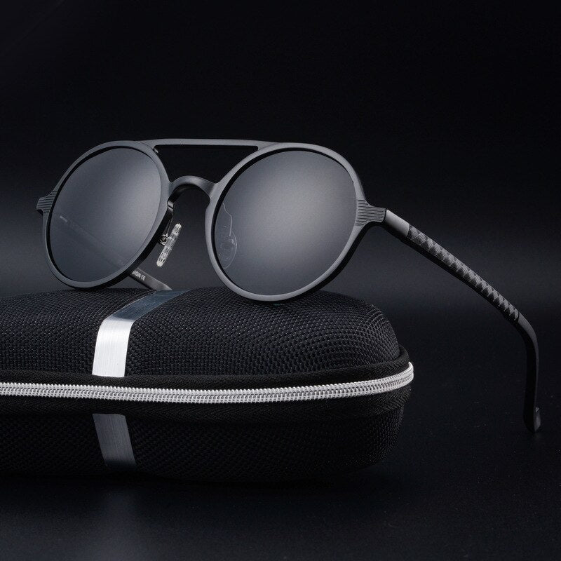 LeonLion Round Aluminum Magnesium Polarized Sunglasses Men Brand Design UV400 Classic Retro Metal Sun Glasses Outdoor Glasses