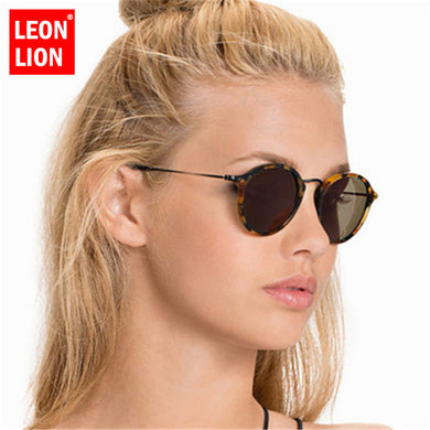 LeonLion Round Sunglasses Women Sunglasses Brand Designer  Vintage Sunglasses Women Mirror Oval Oculos De Sol Feminino