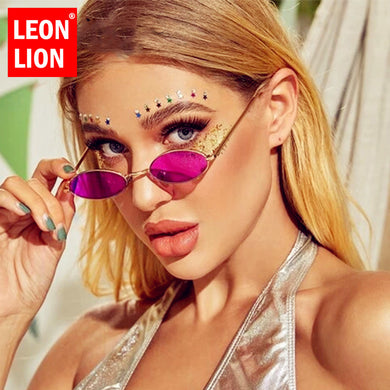 LeonLion Small Oval Sunglasses Women 2023 Brand Designer Mirror Glasses For Women/Men Ocean Lens Alloy Frame Lentes De Sol Mujer