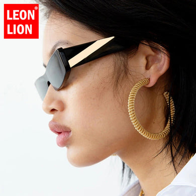 LeonLion Small Punk Sunglasses Women Rectangle Sun Glasses for Women Green Mirror Shades for Women  Gafas De Sol Hombre