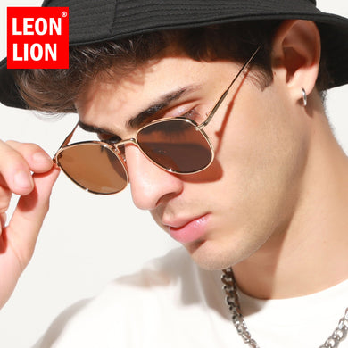 LeonLion Small Retro Sunglasses Men Punk  Brand Glasses Men Oval Eyeglasses Men/Women Designer Gafas De Sol Mujer 2023