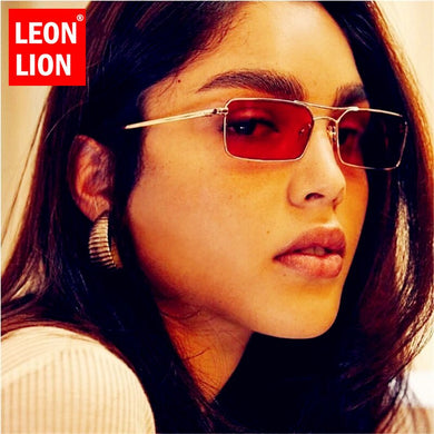 LeonLion Small Square Sunglasses Women Retro Eyeglasses For Women/Men Metal Glasses for Men Vintage Gafas De Sol Para Hombre