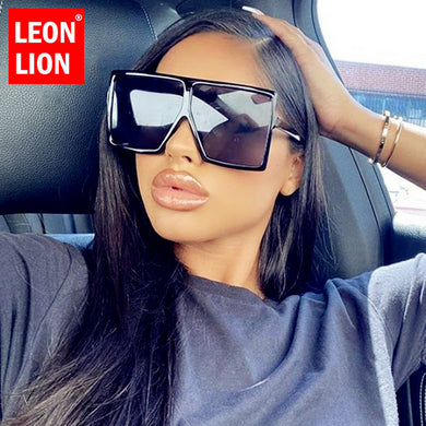 LeonLion Square Oversized Sunglasses Women  Brand Glasses for Women/Men Retro Eyeglasses Women Mirror Gafas De Sol Mujer