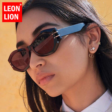 LeonLion Vintage Cateye Sunglasses Women Metal Glasses for Women/Men Small Eyeglasses Women Mirror Gafas De Sol Mujer 2023