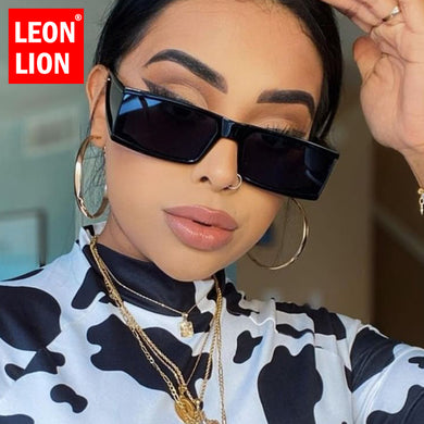 LeonLion Vintage Punk Sunglasses Women  Square Glasses Women/Men Rectangular Eyeglasses Women Mirror Gafas De Sol Hombre