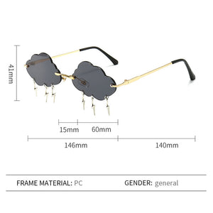 LeonLion Vintage Rimless Sunglasses Women 2023 Steampunk Clouds Eyeglasses Men Frameless Glasses Lightning Pendant Shades Women