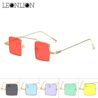 LeonLion Vintage Square Candy Color Sunglasses Women Brand Designer Small Frame Alloy Ocean Lens Sunglasses Reflective Mirror