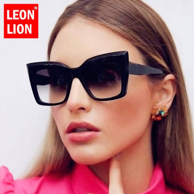 Leonlion Cat Eye Oversized Sunglasses Women 2023 Gradient Eyewear Shades for Women   Square Glasses Gafas De Sol
