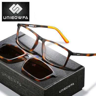Leopard ULTEM Optical Myopia Glasses Frame Men Polarized Magnet Clip On Sunglasses Rectangle Prescription Eyeglasses Frame Male