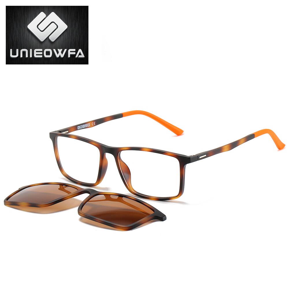 Leopard ULTEM Optical Myopia Glasses Frame Men Polarized Magnet Clip On Sunglasses Rectangle Prescription Eyeglasses Frame Male