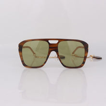 Load image into Gallery viewer, Leopard acetate sunglasses women chain temples flat top green lenses with Interlocking charms