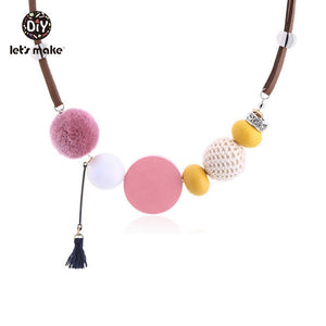 Plush Ball Crochet Beads pendant Necklace Wooden Beads Tassel Girls 2018 New Fashion Accessories Nursing Necklace