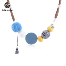 Load image into Gallery viewer, Plush Ball Crochet Beads pendant Necklace Wooden Beads Tassel Girls 2018 New Fashion Accessories Nursing Necklace