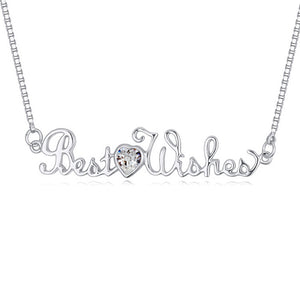 Letter Necklace With Heart Austrian Crystal & Best Wishes Pendant Charm Necklace For Boyfriend & Girlfrined