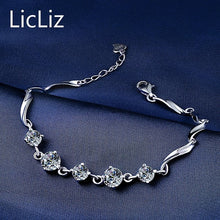 Load image into Gallery viewer, 2 Colors 925 Sterling Silver Chains Bracelet Bangles For Women Cubic Zirconia Tennis Bracelets Charms Wristband LB0107