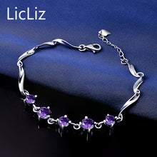Load image into Gallery viewer, 2 Colors 925 Sterling Silver Chains Bracelet Bangles For Women Cubic Zirconia Tennis Bracelets Charms Wristband LB0107