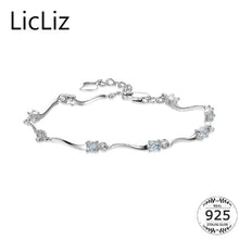 Load image into Gallery viewer, 925 Sterling Silver CZ Charm Bracelet Bangles For Women Twist Chain Wristband Cubic Zirconia Bracelet Handcuff LB0111