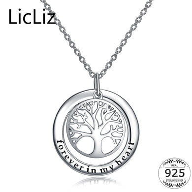 925 Sterling Silver Tree Of Life Necklace Women Big Circle Round Necklace Pendant Charm Initial Letter Collars LN0217