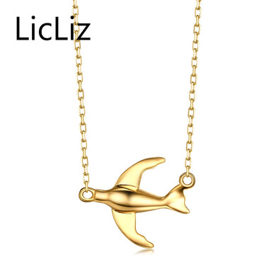 Collane con ciondolo uccello carino per donna Argento sterling 925 Accessori per gioielli per ragazza color oro 18 carati 2018 Nuovo LN0350 