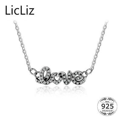 Micro Pave Cubic Zirconia Heart Pendant Necklaces Women 925 Sterling Silver LOVE Initial Letter Necklace CHains LN0346
