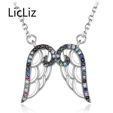 Pave CZ Zircon Pendant Necklaces for Women 925 Sterling Silver Necklace Fashion Wing Colgantes Mujer Moda Collares LN0364