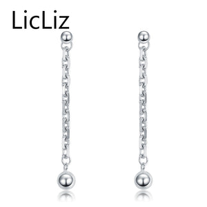 Simple Design 925 Sterling Silver Cross Long Link Chain Drop Earrings With Beads Jewelry for Women Valentines D LE0261