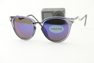 Light Purple Transparent Glasses Frame Styling Legs Ladies Sunglasses Purple Reflective Lens Glasses