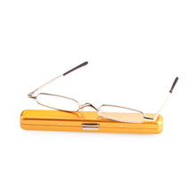 Load image into Gallery viewer, Light Reading Glasses Men Women Readers Eyeglasses Blue Light Blocking Mini Reading Glasses with Portable Pen Clip Case