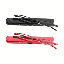 Load image into Gallery viewer, Light Reading Glasses Men Women Readers Eyeglasses Blue Light Blocking Mini Reading Glasses with Portable Pen Clip Case