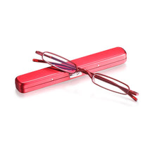 Load image into Gallery viewer, Light Reading Glasses Men Women Readers Eyeglasses Blue Light Blocking Mini Reading Glasses with Portable Pen Clip Case