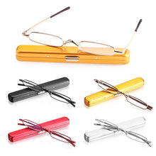 Load image into Gallery viewer, Light Reading Glasses Men Women Readers Eyeglasses Blue Light Blocking Mini Reading Glasses with Portable Pen Clip Case