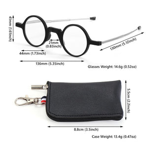 Lightweight Portable Compact for Women & Men Presbyopia Eyeglasses Readers with Keychain Case Mini Reading Glasses